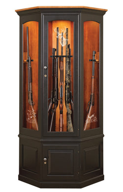 Amish Corner Gun Cabinet with Rotating Gun Rack Carousel
