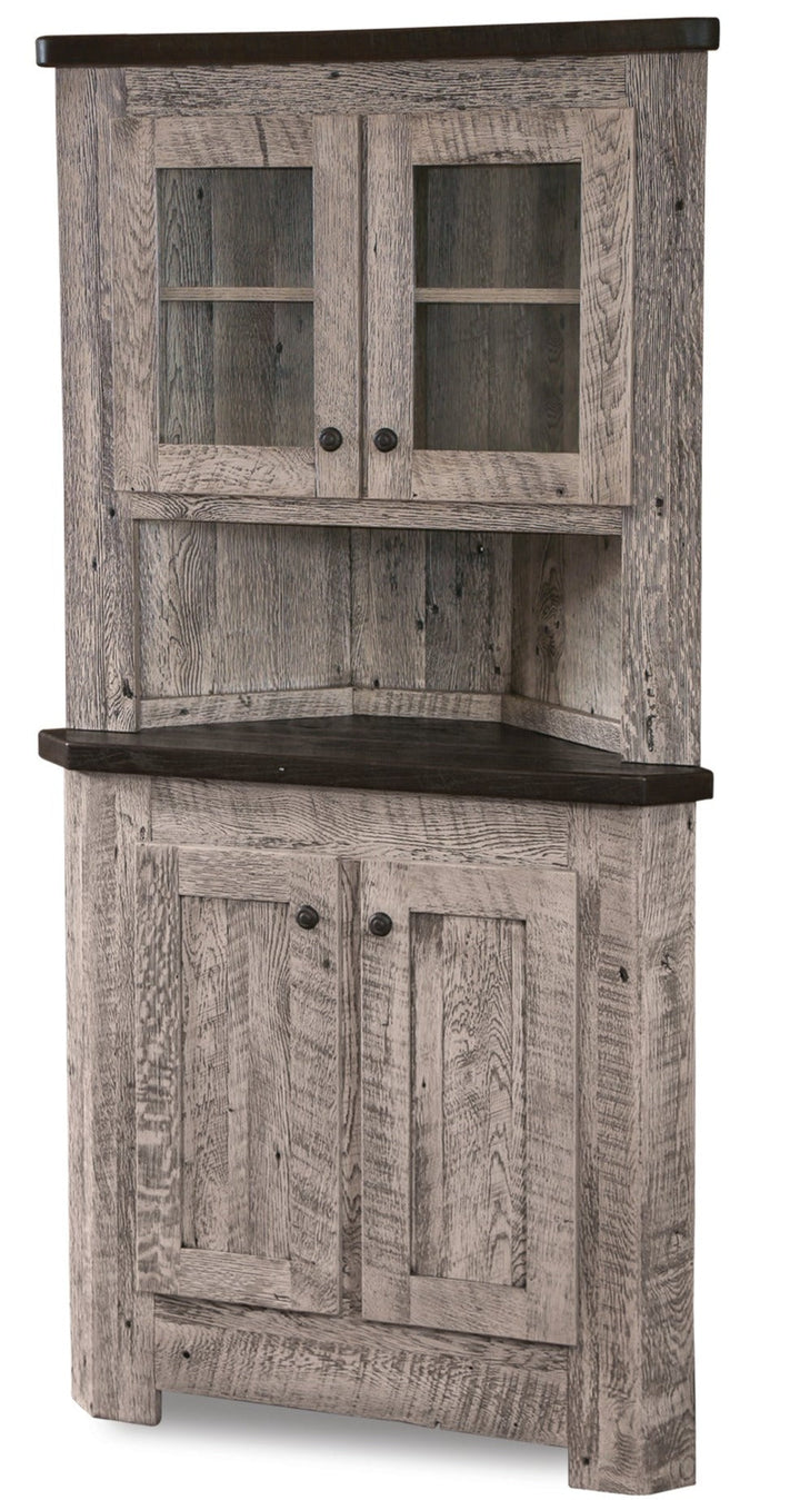 Amish Reclaimed Barnwood Corner Hutch