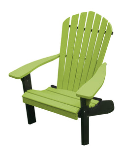 Poly Outdoor Fan-Back Adirondack Chair - Tropical Lime with Black Frame