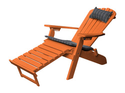 Poly Outdoor Folding / Reclining Adirondack Chair w/ Pull-Out Ottoman